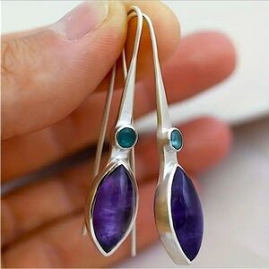 Boho Purple Zircon Hook Earrings